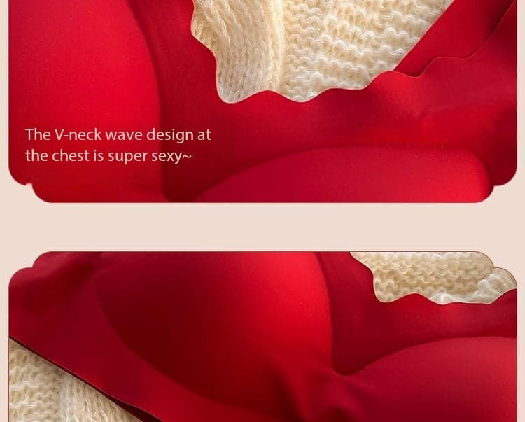 Red Seamless Push-Up Bridal Camisole Bra Set