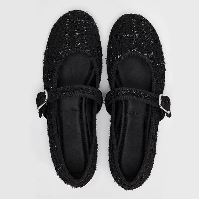 Round Toe Buckle Strap Ballet Flats Women Mary Jane Shoes