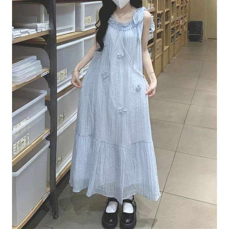 Ribbon Sleeveless Maxi Dress