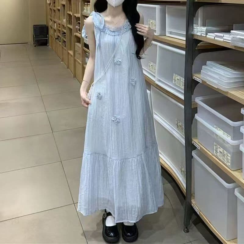 Ribbon Sleeveless Maxi Dress