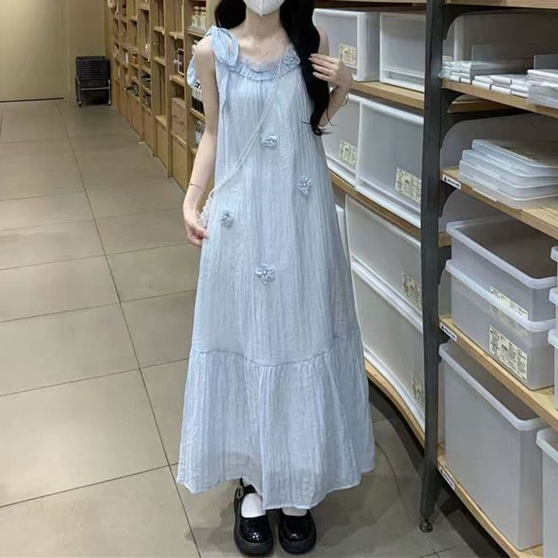 Ribbon Sleeveless Maxi Dress