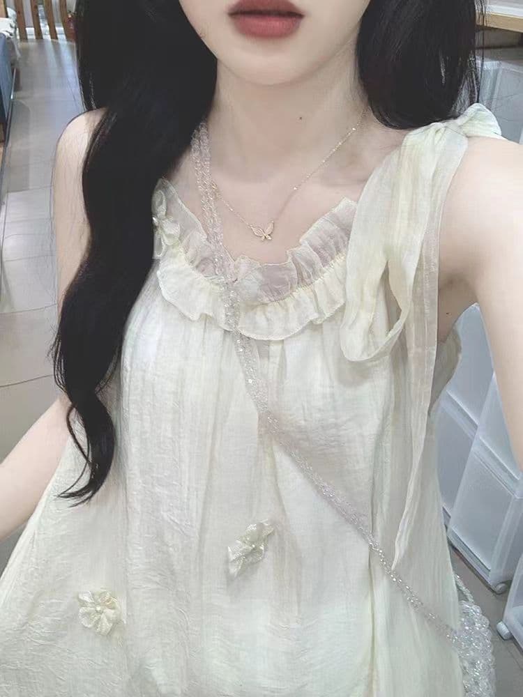 Ribbon Sleeveless Maxi Dress