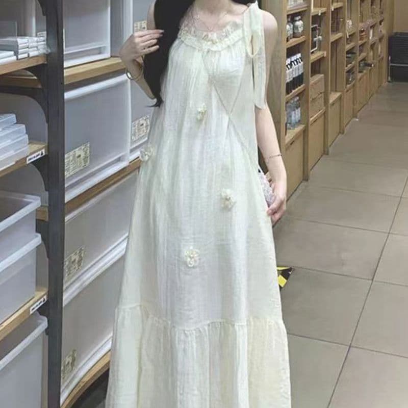Ribbon Sleeveless Maxi Dress