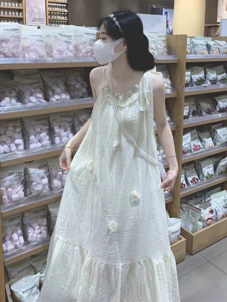 Ribbon Sleeveless Maxi Dress