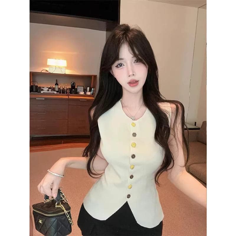 Women's Knitted Summer Vest – Unique Sleeveless Lightweight Trendy Top