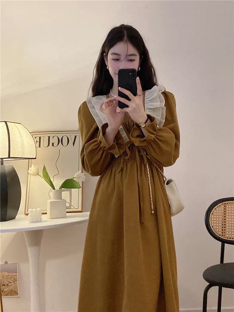 New French Dress Women's Niche Waist Slimming Tea Dress