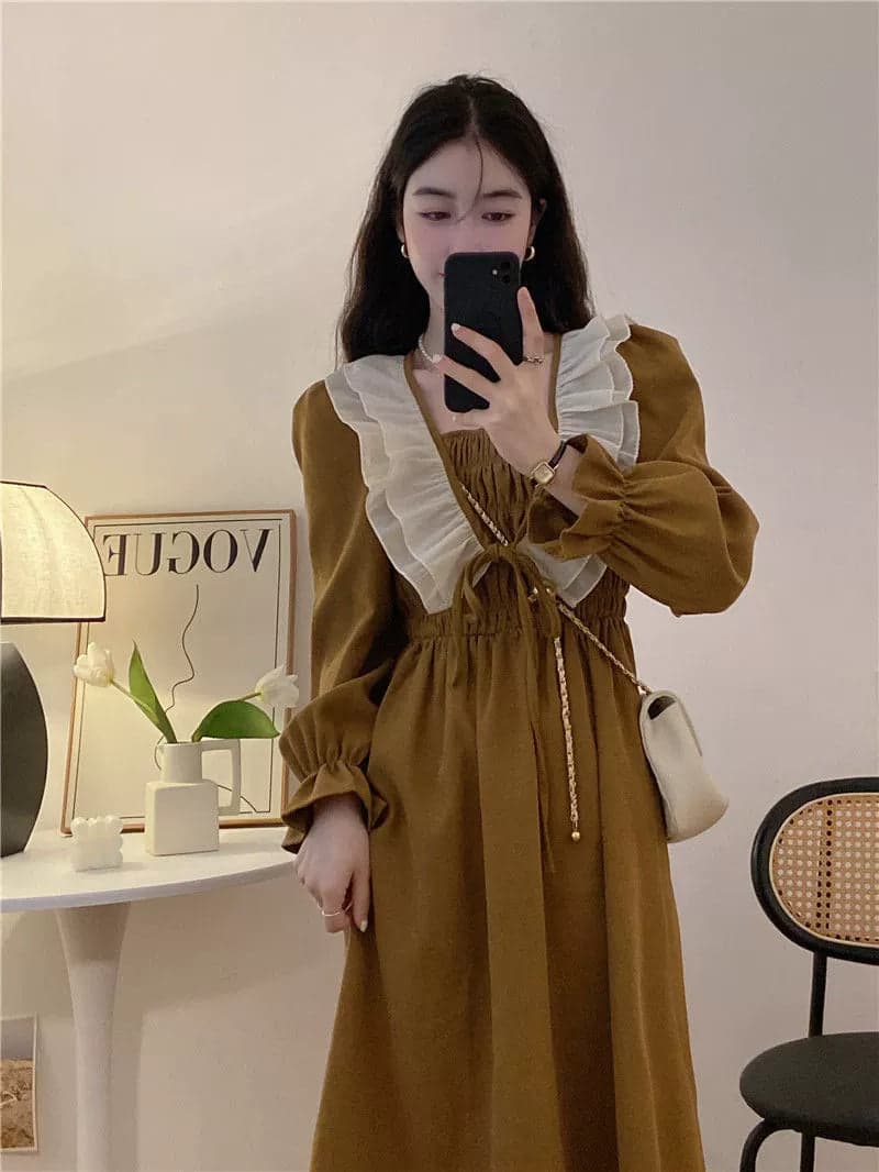 New French Dress Women's Niche Waist Slimming Tea Dress