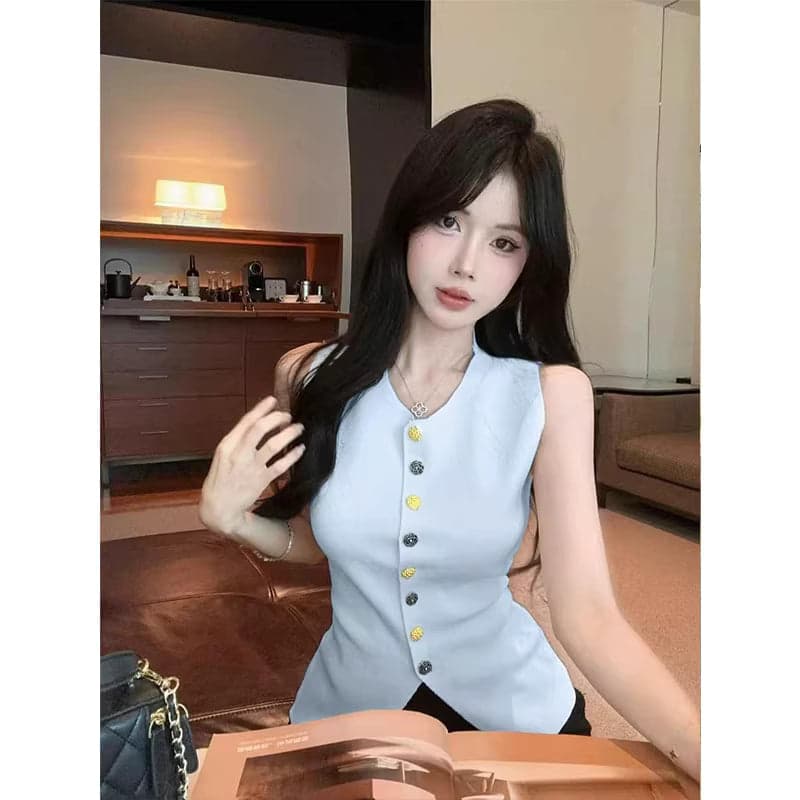 Women's Knitted Summer Vest – Unique Sleeveless Lightweight Trendy Top