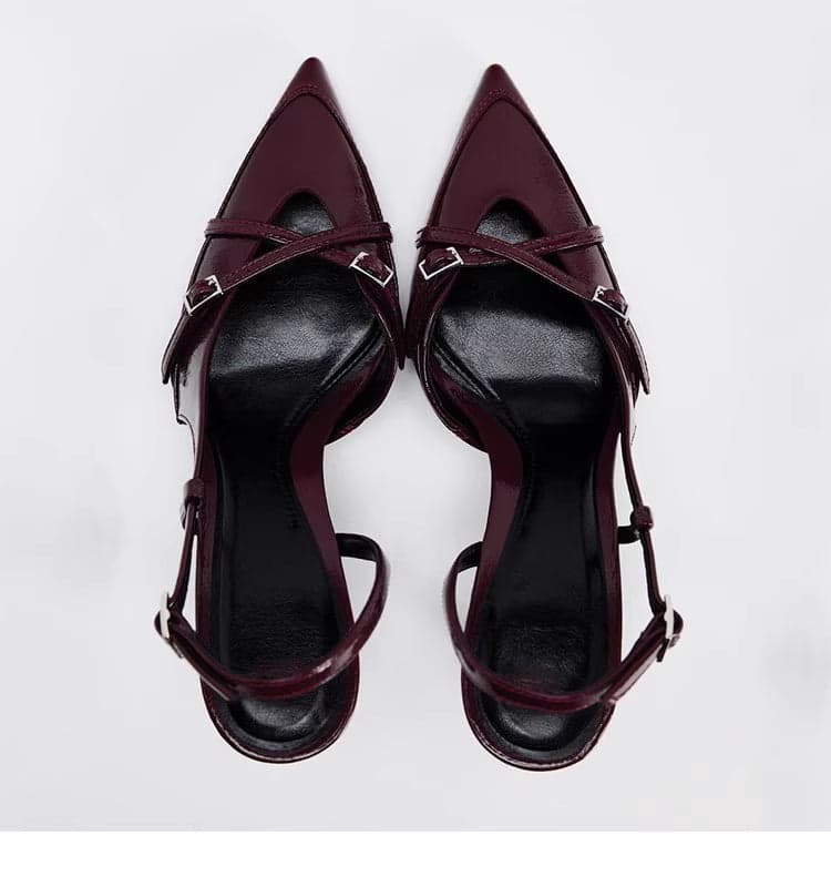 Pointed Toe Slim Strap Mule High Heel Sandals