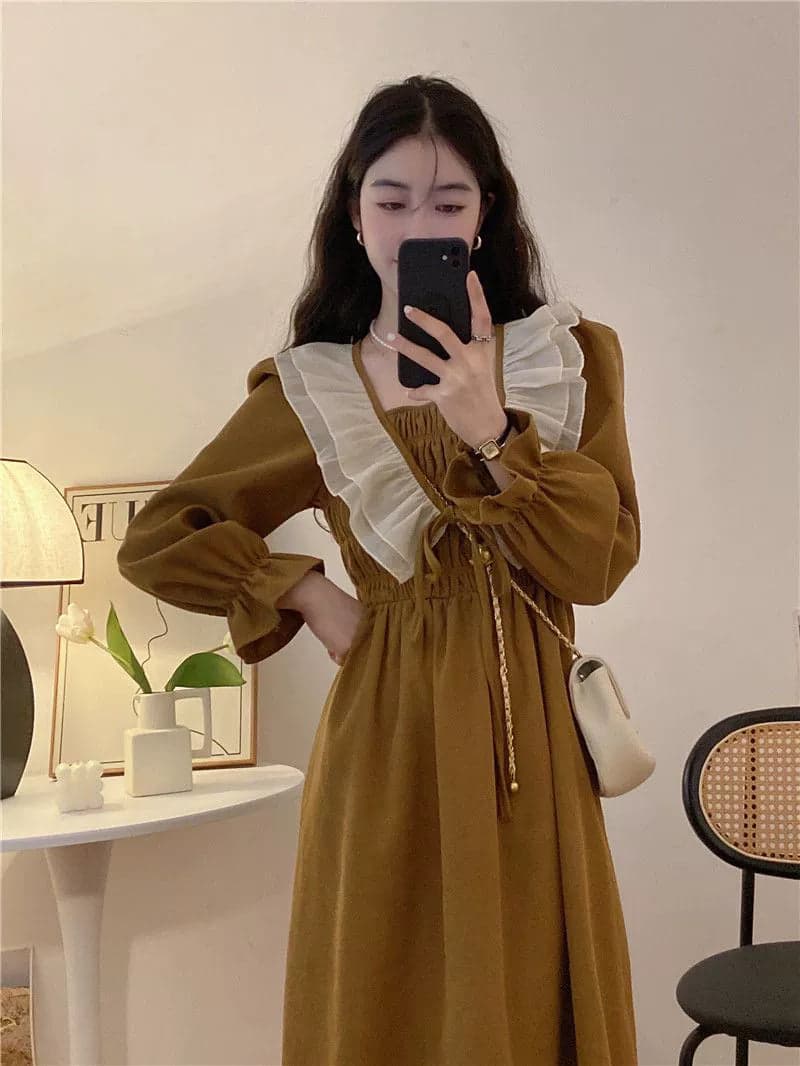 New French Dress Women's Niche Waist Slimming Tea Dress