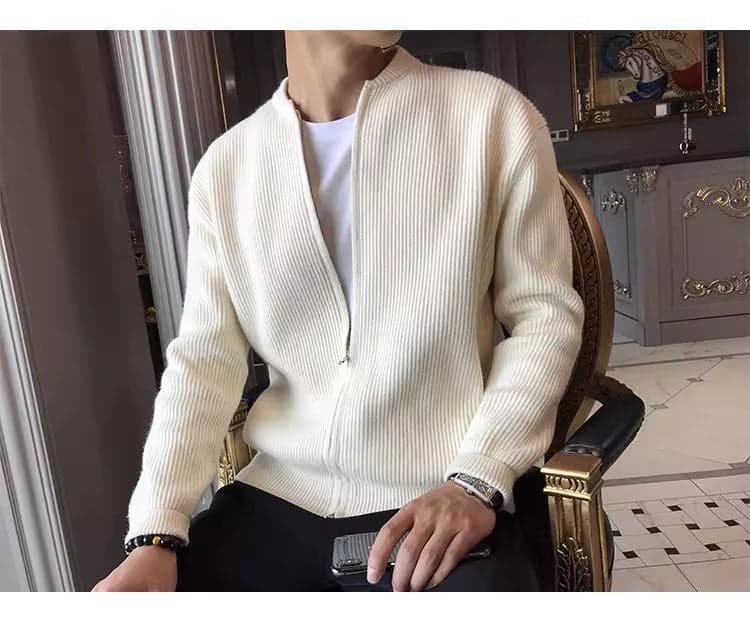 Men’s Double-Zip Solid Knit Cardigan