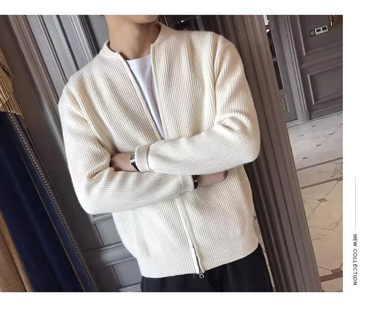 Men’s Double-Zip Solid Knit Cardigan