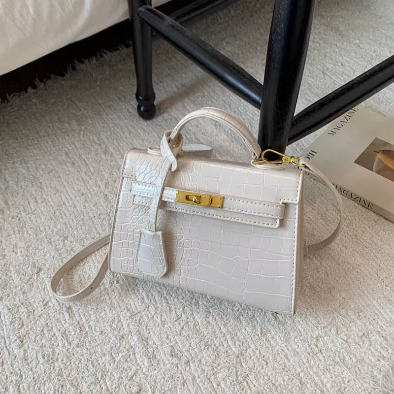 Retro Crocodile-Pattern Small Square Crossbody Bag – Women's Elegant Autumn/Winter Kelly-Style Handbag