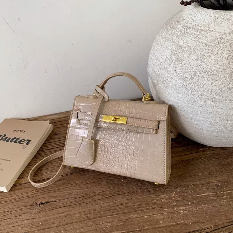 Retro Crocodile-Pattern Small Square Crossbody Bag – Women's Elegant Autumn/Winter Kelly-Style Handbag