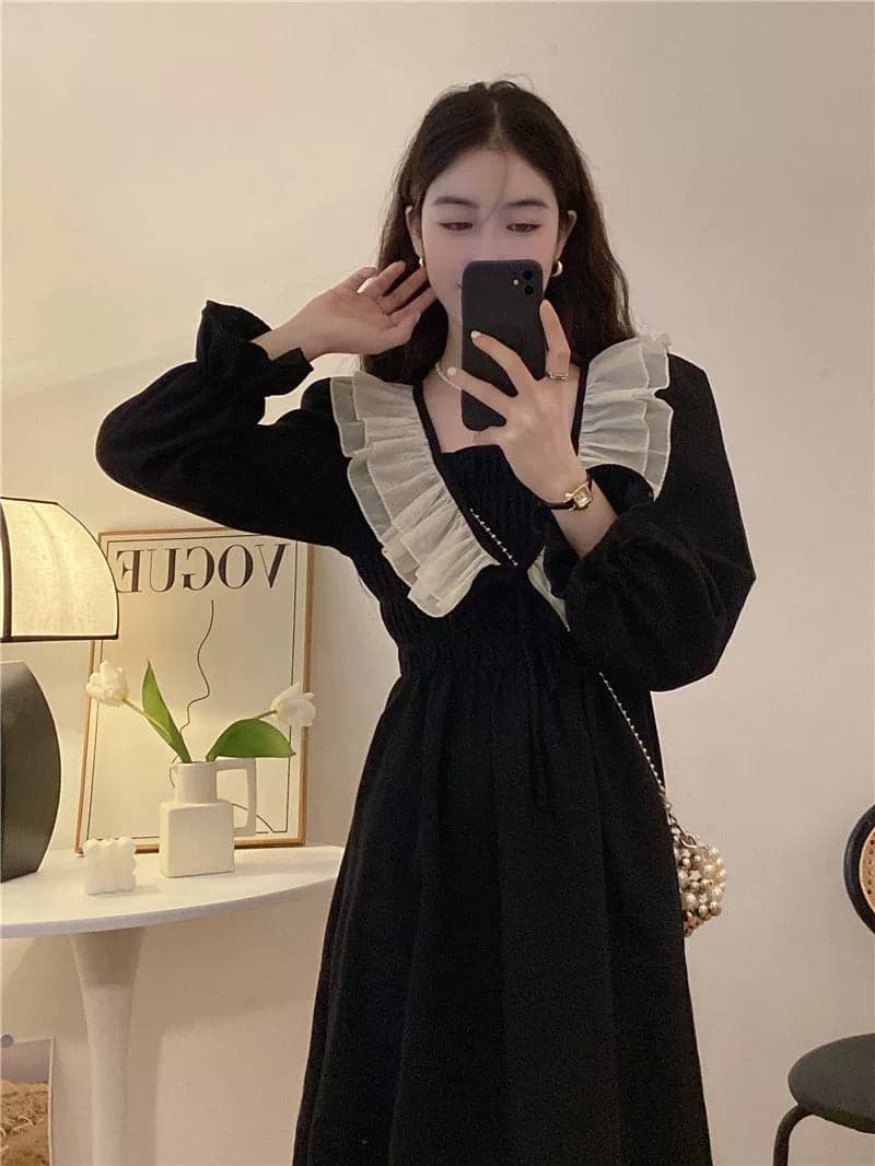 New French Dress Women's Niche Waist Slimming Tea Dress