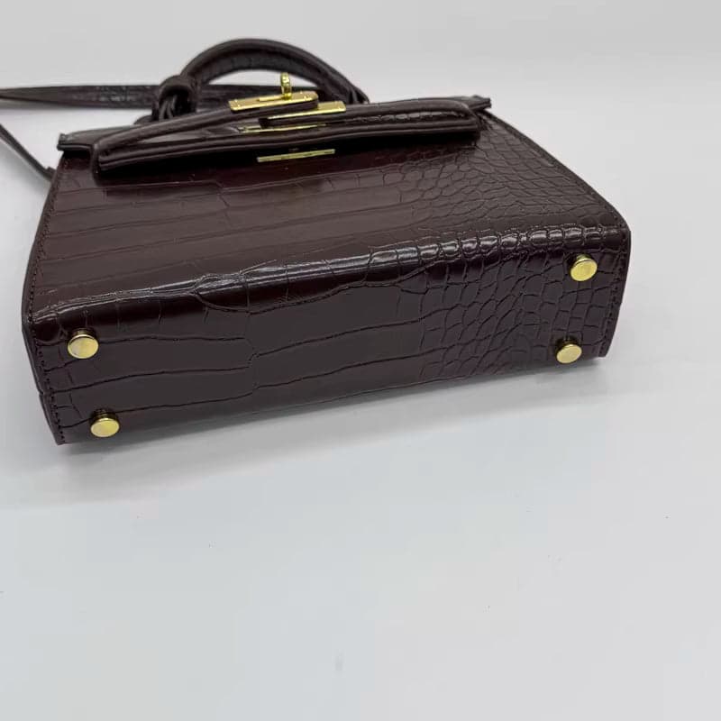 Retro Crocodile-Pattern Small Square Crossbody Bag – Women's Elegant Autumn/Winter Kelly-Style Handbag