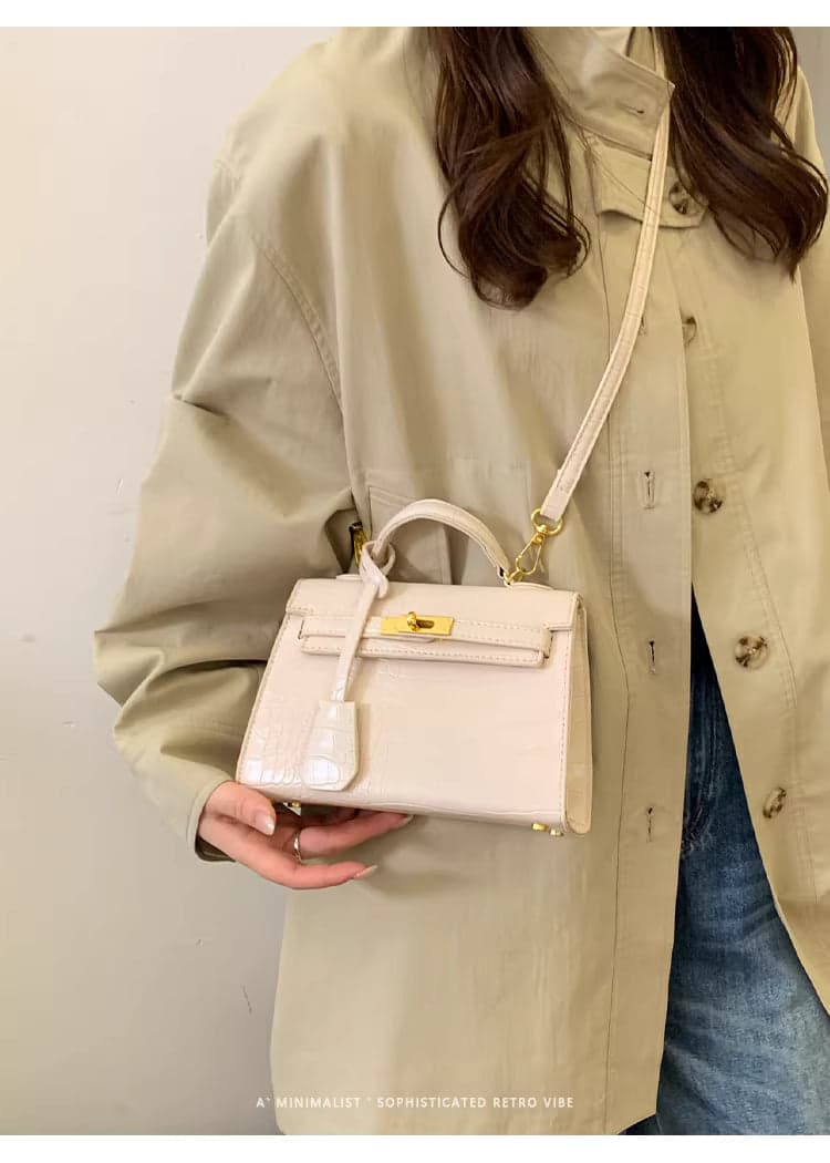 Retro Crocodile-Pattern Small Square Crossbody Bag – Women's Elegant Autumn/Winter Kelly-Style Handbag