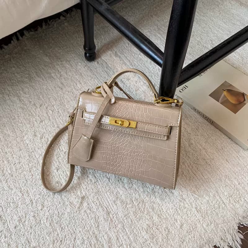 Retro Crocodile-Pattern Small Square Crossbody Bag – Women's Elegant Autumn/Winter Kelly-Style Handbag