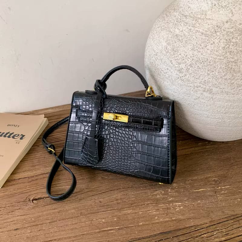 Retro Crocodile-Pattern Small Square Crossbody Bag – Women's Elegant Autumn/Winter Kelly-Style Handbag