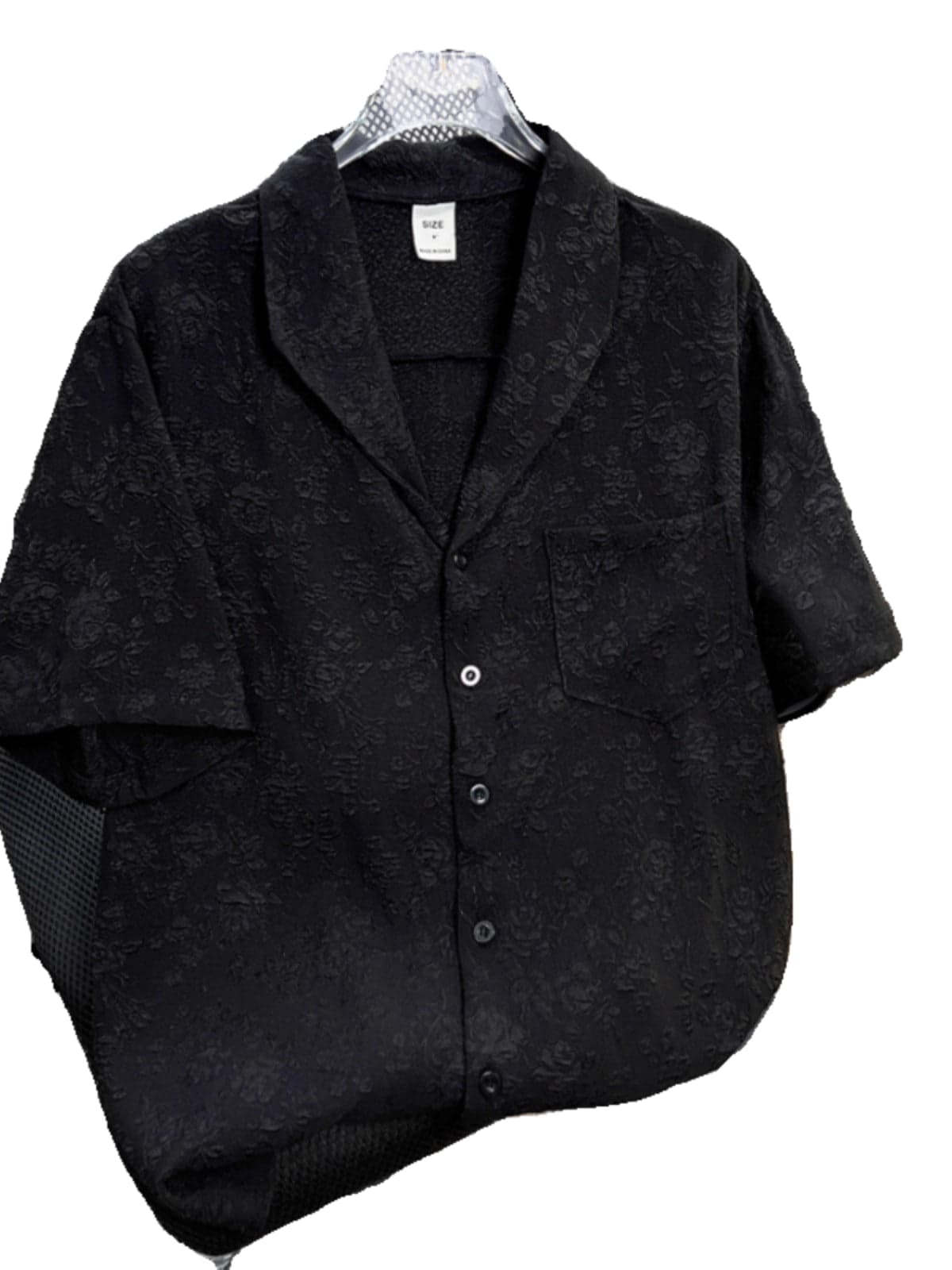 Unisex Lazy Style Jacquard Loose Short Sleeve Shirt