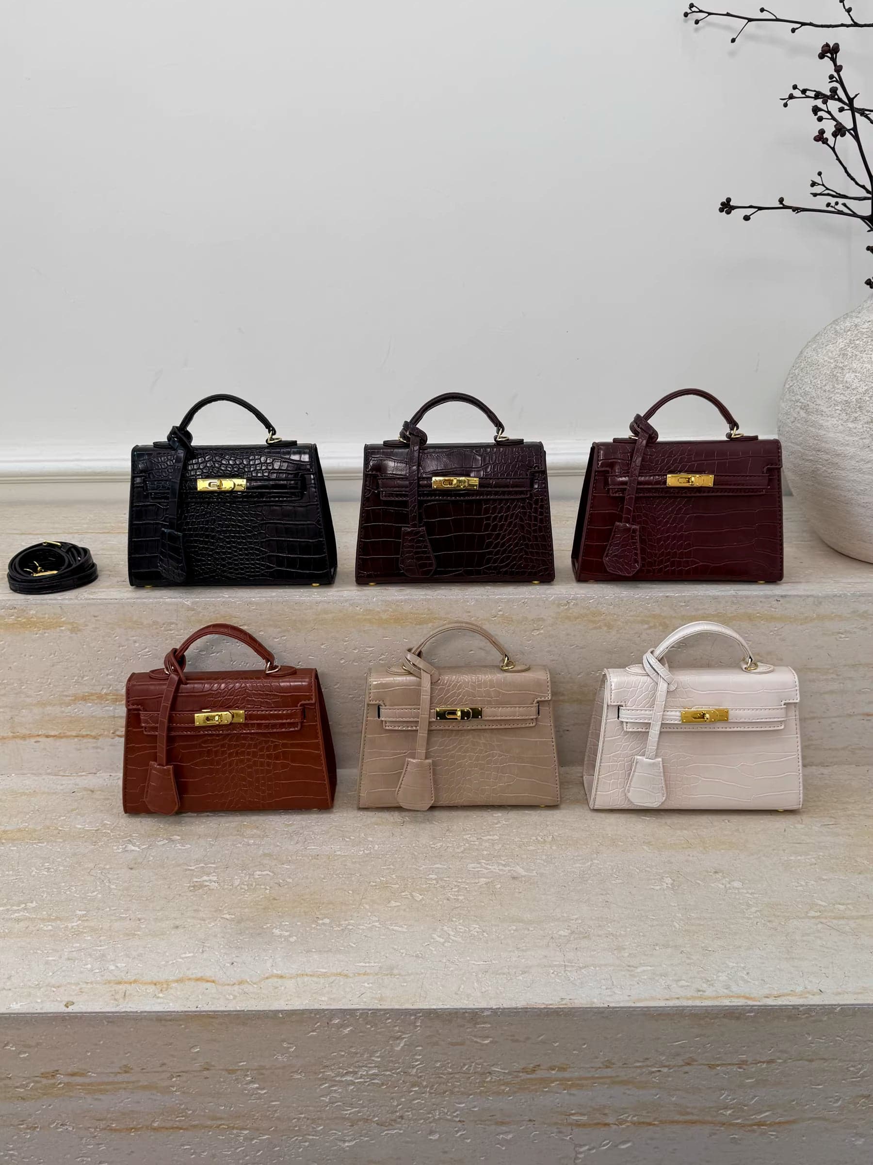 Retro Crocodile-Pattern Small Square Crossbody Bag – Women's Elegant Autumn/Winter Kelly-Style Handbag