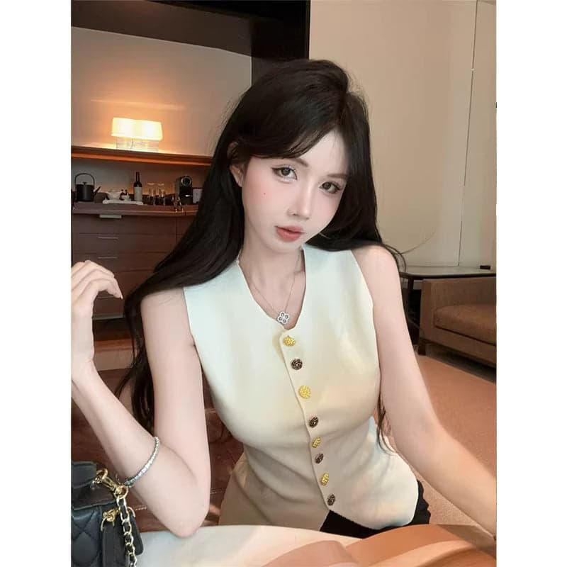 Women's Knitted Summer Vest – Unique Sleeveless Lightweight Trendy Top