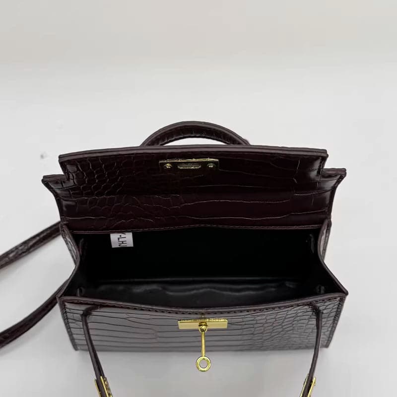 Retro Crocodile-Pattern Small Square Crossbody Bag – Women's Elegant Autumn/Winter Kelly-Style Handbag