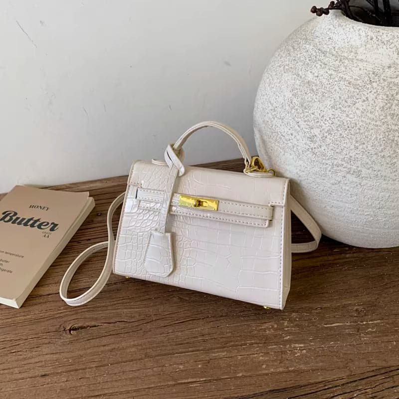 Retro Crocodile-Pattern Small Square Crossbody Bag – Women's Elegant Autumn/Winter Kelly-Style Handbag