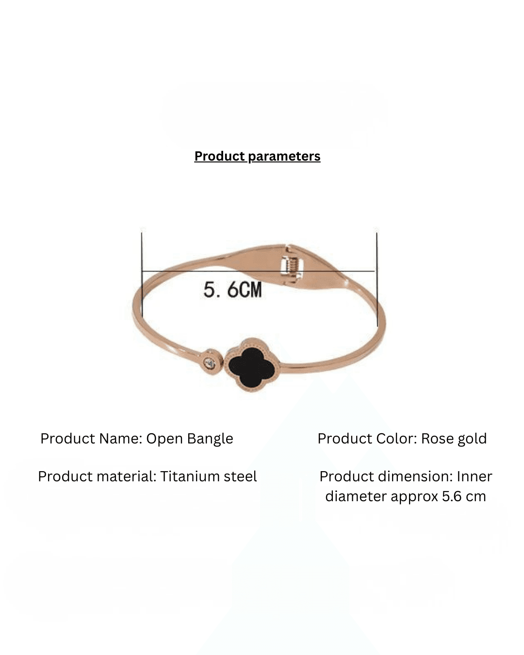 Four Leaf Clover Titanium Steel Rose Gold Open Bracelet for Women