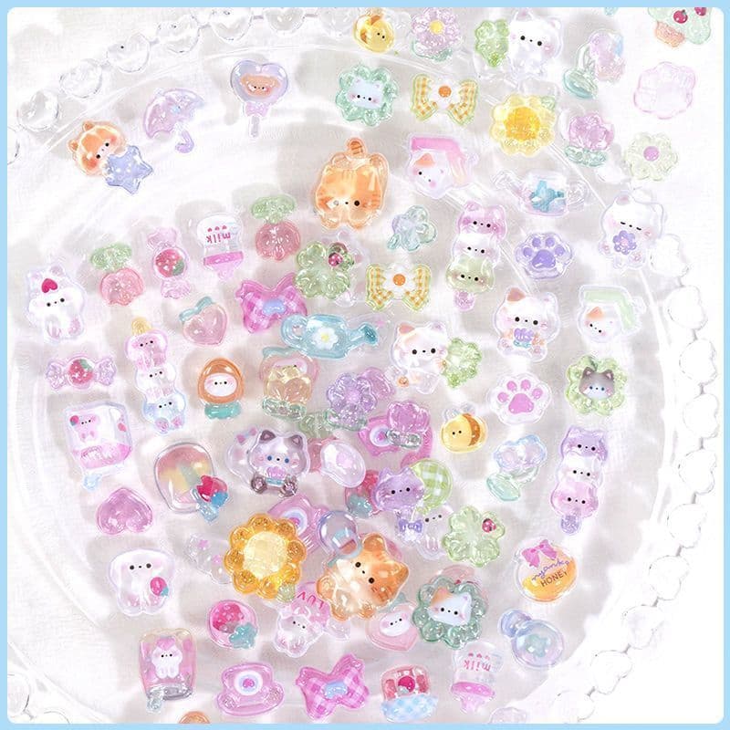 Cute 3D Cartoon Embossed Hollow Stickers Set