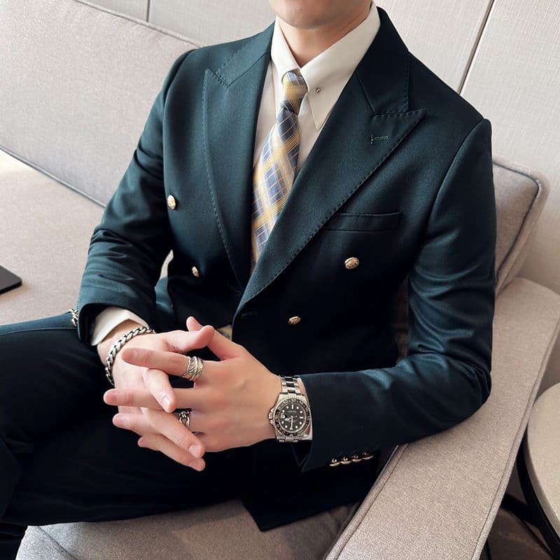 White Double-Breasted Men’s Suit 3-Piece Slim Fit Formal Tuxedo
