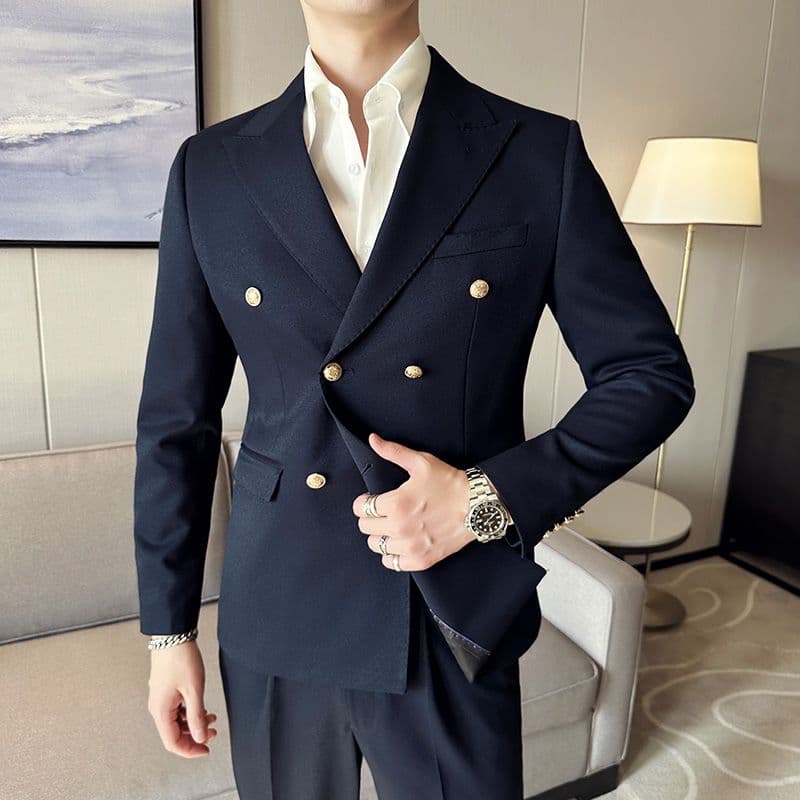 White Double-Breasted Men’s Suit 3-Piece Slim Fit Formal Tuxedo