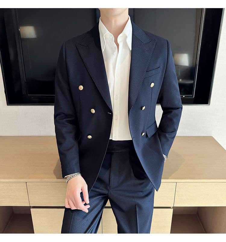 White Double-Breasted Men’s Suit 3-Piece Slim Fit Formal Tuxedo
