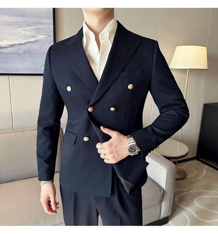 White Double-Breasted Men’s Suit 3-Piece Slim Fit Formal Tuxedo