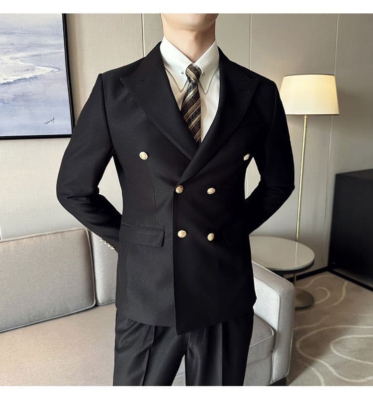 White Double-Breasted Men’s Suit 3-Piece Slim Fit Formal Tuxedo