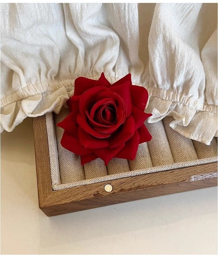 Red Rose Floral Hair Clip Retro Duckbill Hairpin
