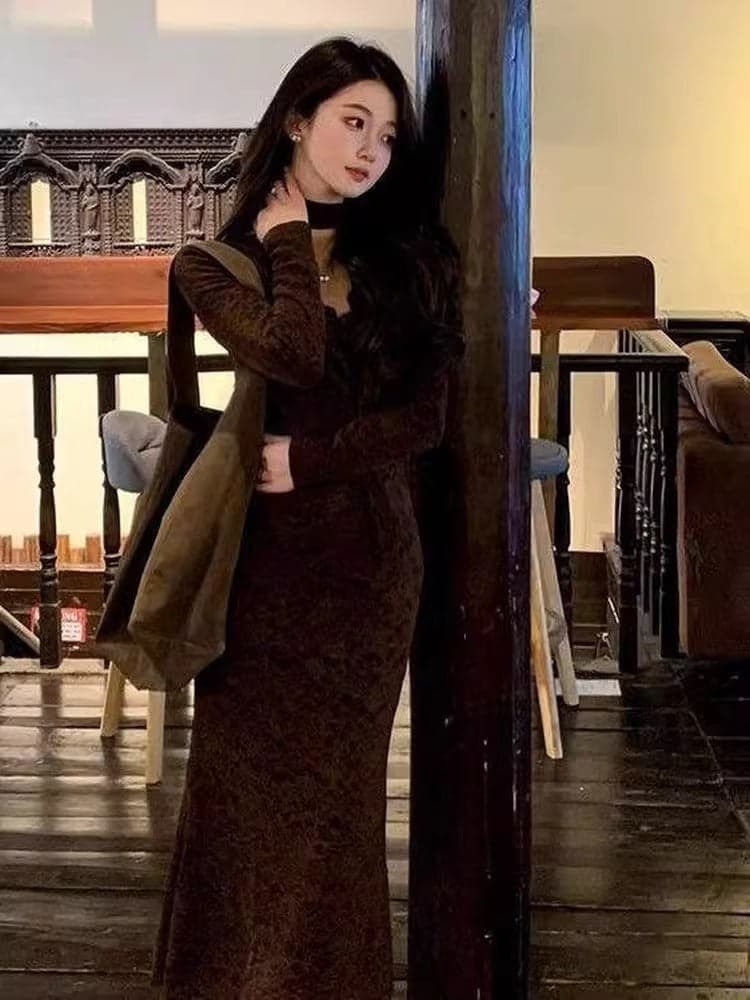 Maillard Style Mermaid Lace Maxi Dress