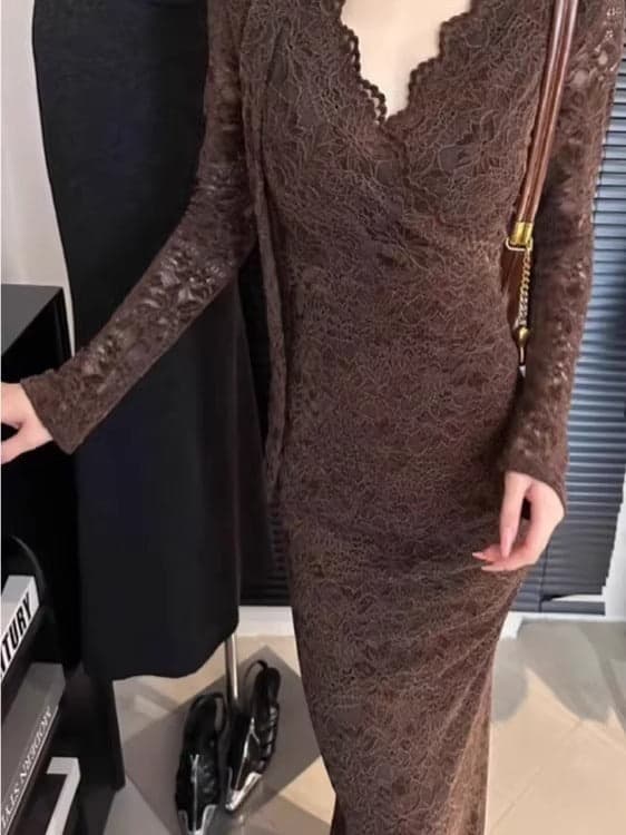 Maillard Style Mermaid Lace Maxi Dress