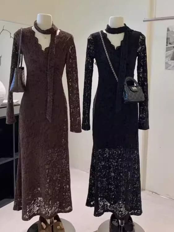 Maillard Style Mermaid Lace Maxi Dress