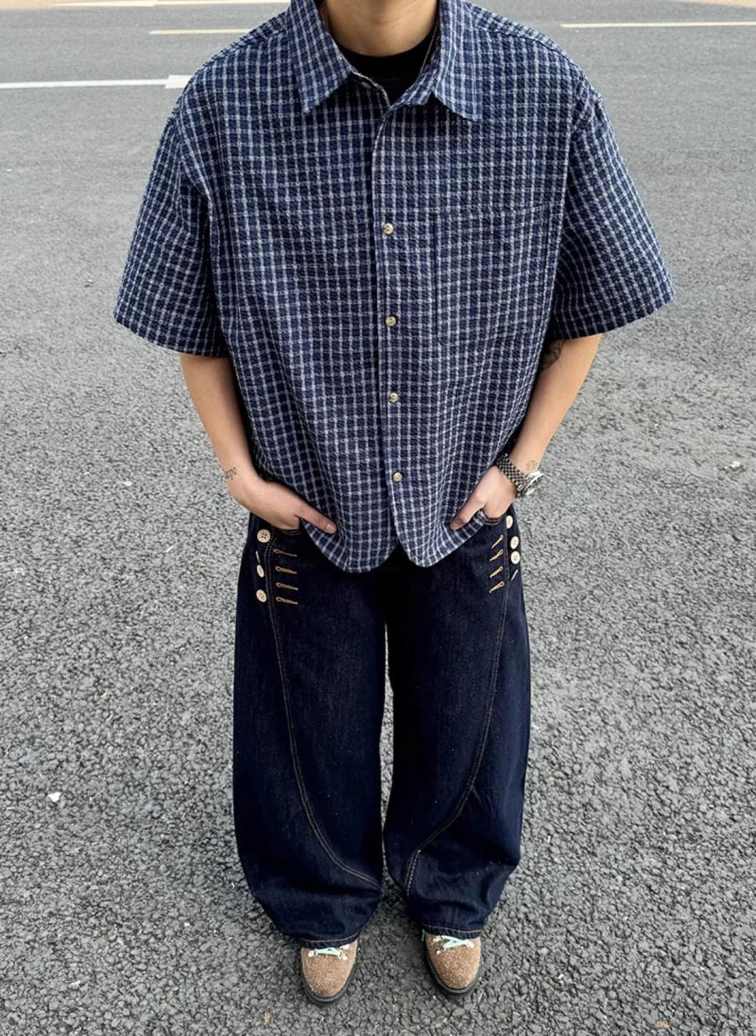 Retro Loose Fit Half Sleeve Cleanfit Top