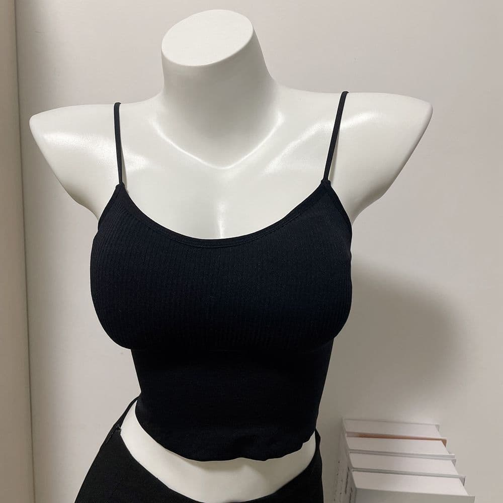Korean Style Removable Pad Slim Fit Crop Cami Tank Top