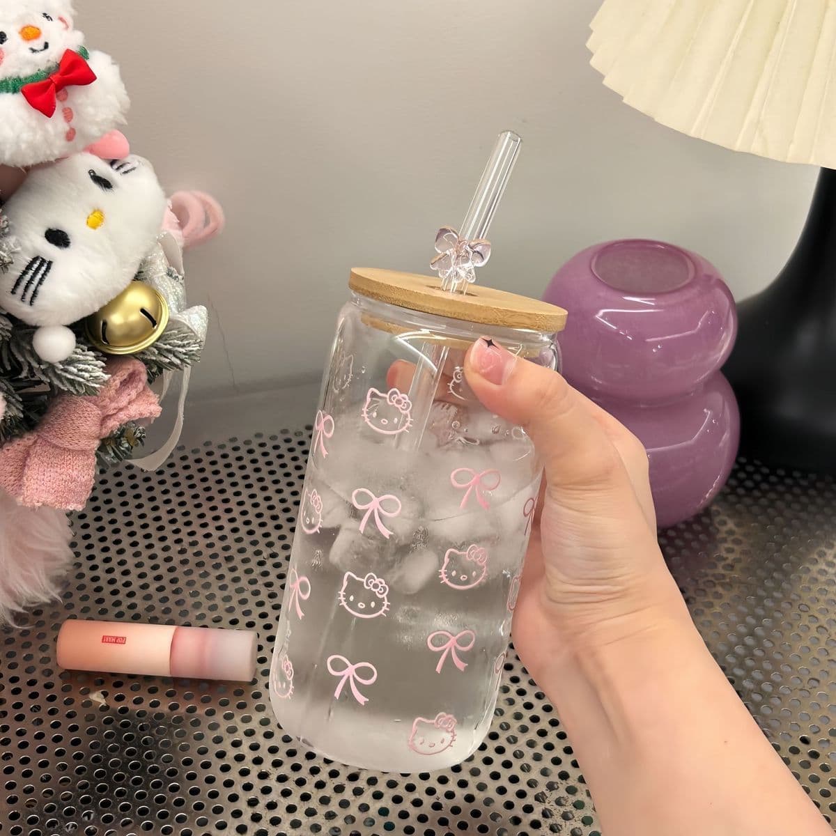Hello Kitty Line Art Waterproof Crystal Transfer Stickers for Phone Case, Cup & Accessories