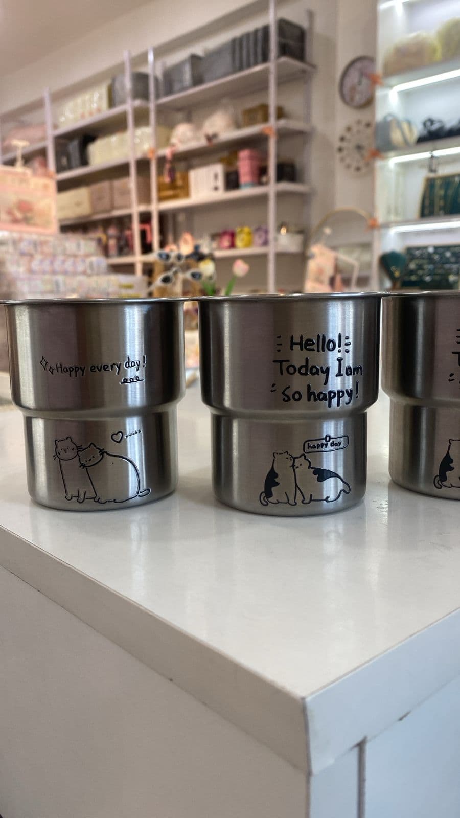 Cute Cat Doodle Stainless Steel Portable Travel Cup
