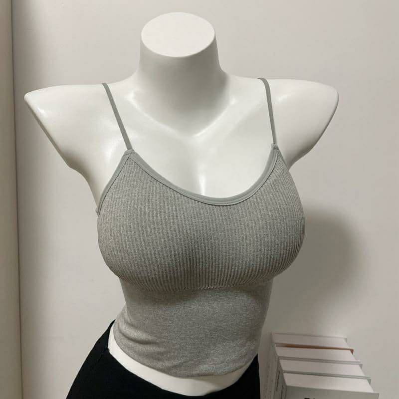 Korean Style Removable Pad Slim Fit Crop Cami Tank Top
