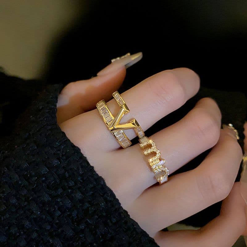 V Shape Zircon Open Ring Minimal Luxury Design
