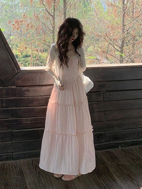 Spaghetti Strap Maxi Dress Set for Women
