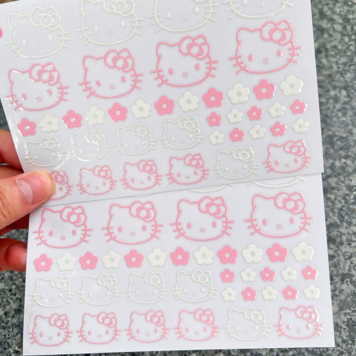 Hello Kitty Line Art Waterproof Crystal Transfer Stickers for Phone Case, Cup & Accessories
