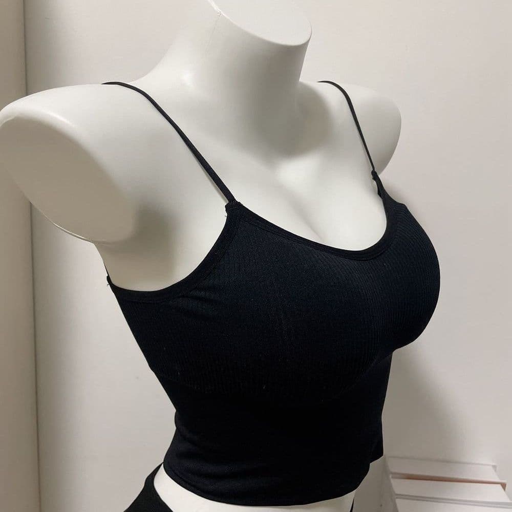 Korean Style Removable Pad Slim Fit Crop Cami Tank Top