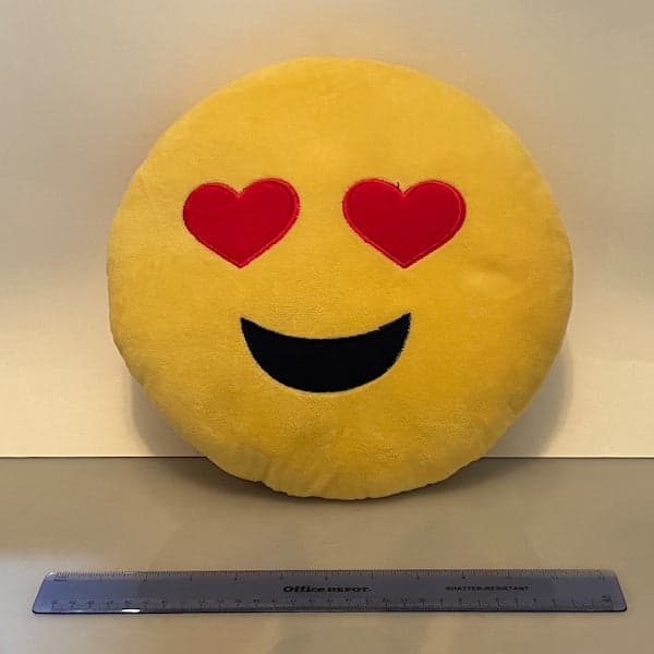 Yellow Heart Eyes, Blushing Smiley and  Winking Kiss Emoji Plush Cushion - Ultra-Soft Stuffed Smiley Pillow for Kids & Gifts