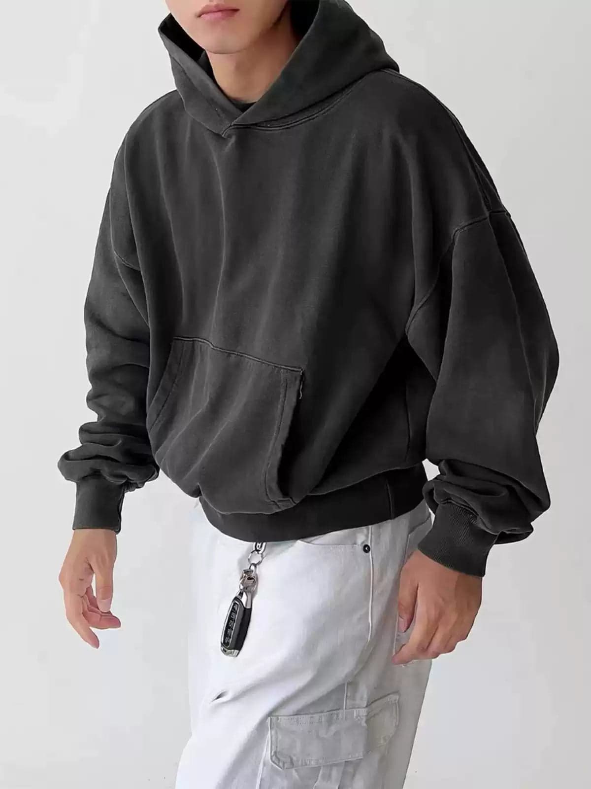 Unisex Heavyweight Boxy Hoodie – Short Fit Solid Color Streetwear Pullover